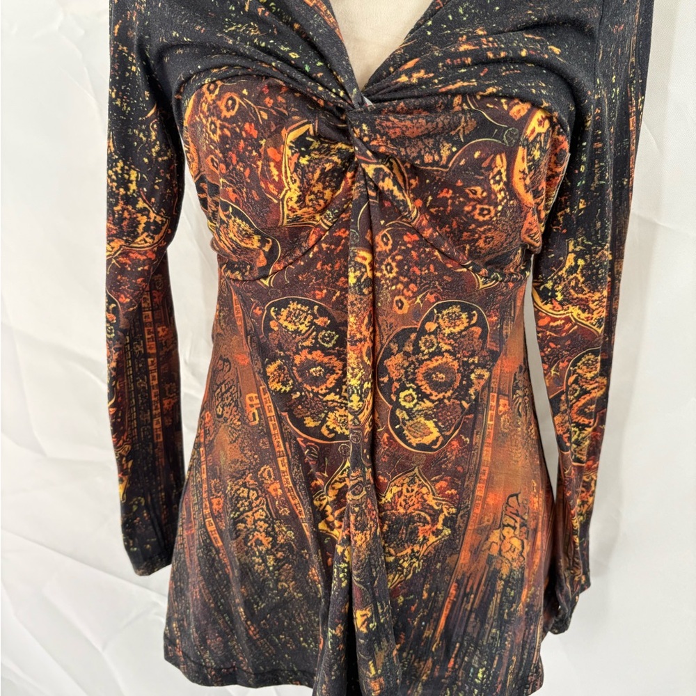 Bohemian Long Sleeve Top with Knot Detail - Picture 1 of 4